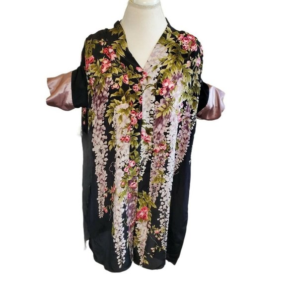 Victoria Secret Kaftan‎ Mumu Floral Black Purple - Picture 1 of 8